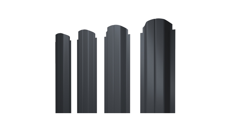 Штакетник П-образный А фигурный 0,5 Satin Мatt RAL 7024 мокрый асфальт