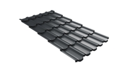 Металлочерепица  квинта плюс Grand Line c 3D резом 0,5 Drap RAL 7016 антрацитово-серый