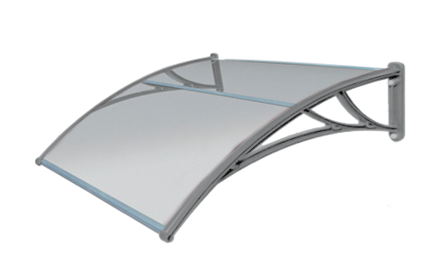 Козырек Krovent из поликарбоната 1200х930х280 прозрачный (серебристый кронштейн)
