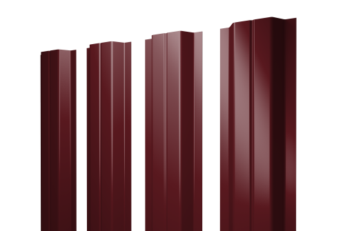 Штакетник П-образный А с прямым резом 0,4 PE RAL 3005 красное вино
